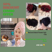 Combo Offer (flower Hair Clip + Microfiber Hair Towel)